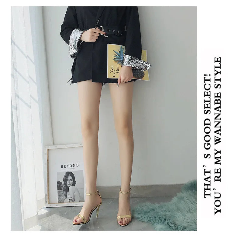 Sandales Gladiateur Argentées Femme — Boucle, Talon Haut, Bureau & Casual Été