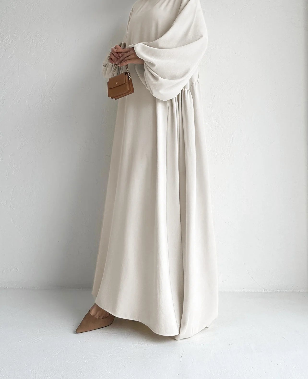 Abaya Femme Musulmane Casual Couleur Unie Polyester Simple — Vêtement Islamique