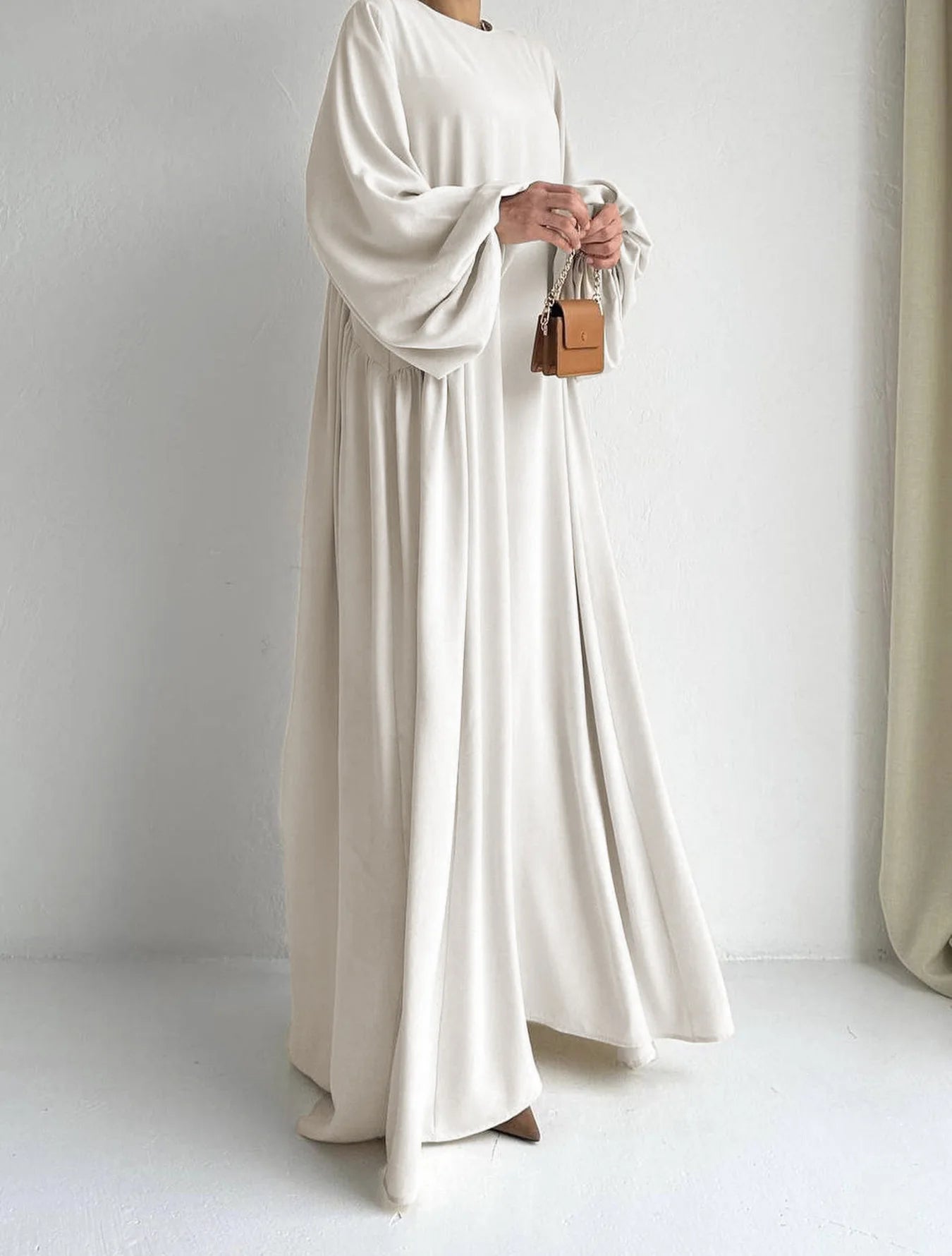Abaya Femme Musulmane Casual Couleur Unie Polyester Simple — Vêtement Islamique