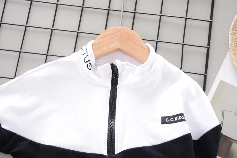 Ensemble Enfant Veste + Pantalon — Coton Uni, Printemps Automne, Garçon Fille 2 Pièces