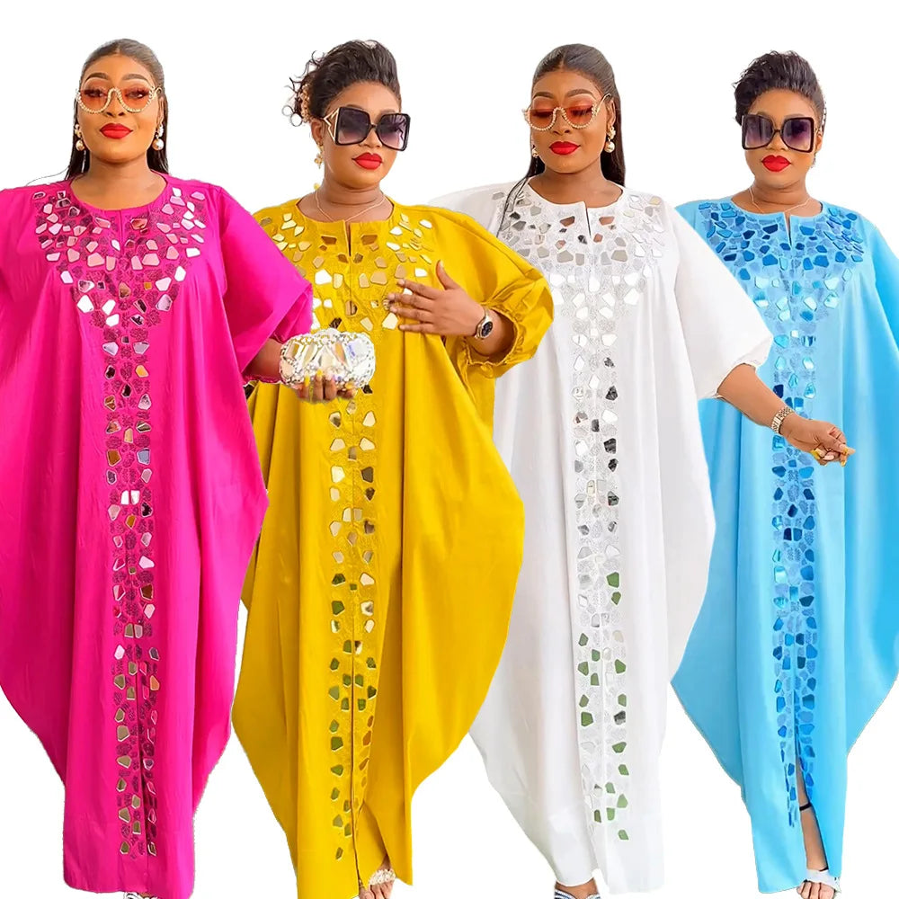 Robe Africaine Femme Grande Taille Broderie Longue — Boubou Dashiki Ankara Abaya