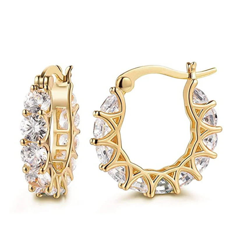 Huitan Créoles Femme Zircon Cubique — Accessoire Soirée, Mode Quotidienne