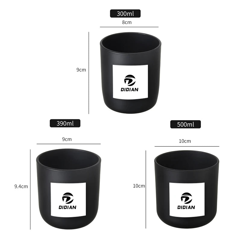 Bocaux en Verre Luxe pour Bougies | Couvercle Bambou | Noir Mat 9oz-16oz