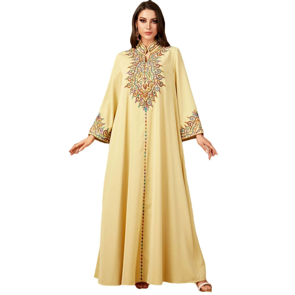 عباية نسائية مطرزة فستان طويل للعيد رمضان - قفطان دبي جلابية S-XXL