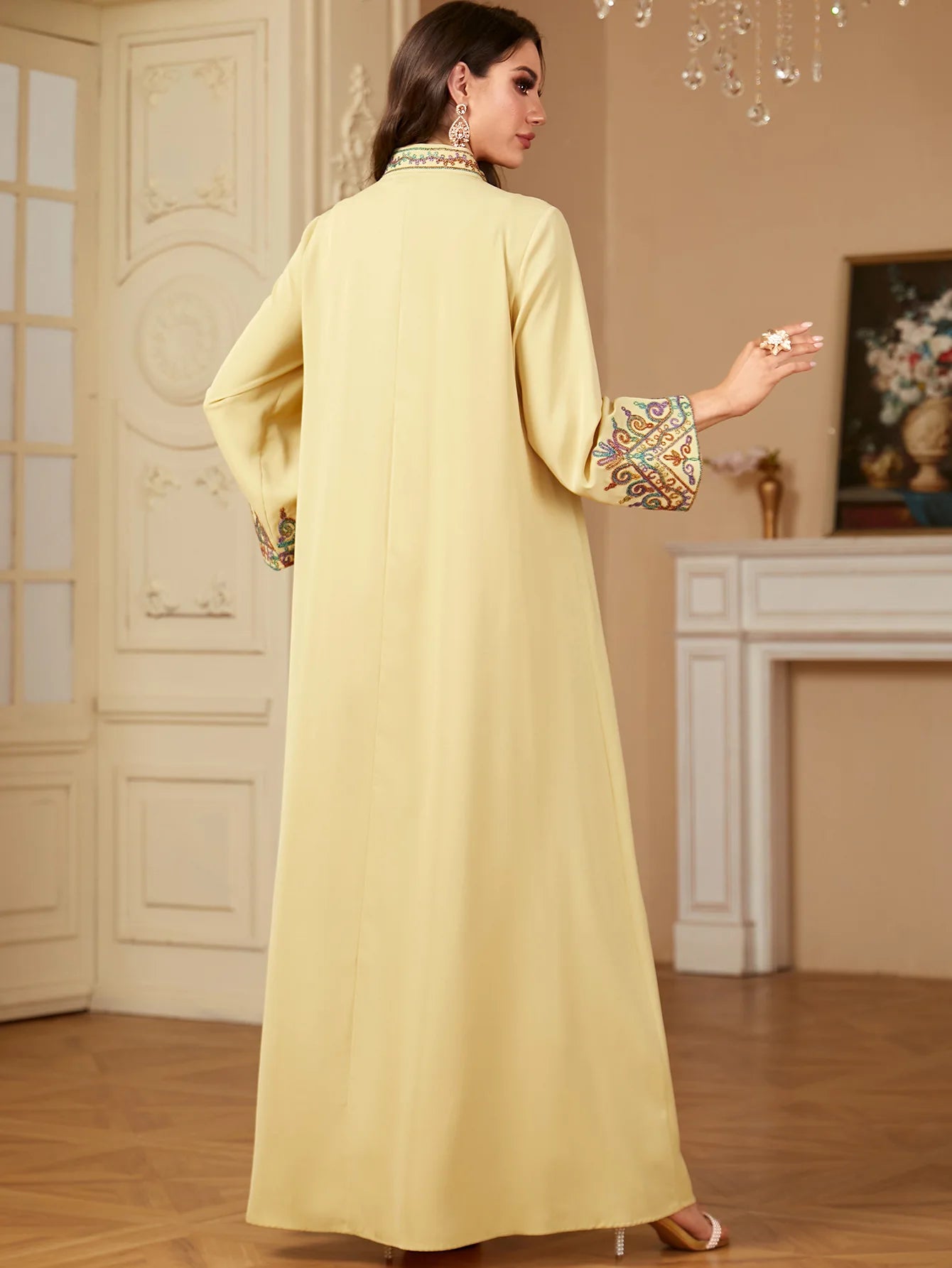 Abaya Femme Broderie Robe Longue Eid Ramadan — Caftan Dubai Jalabiya S-XXL