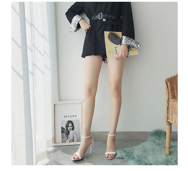 Sandales Gladiateur Argentées Femme — Boucle, Talon Haut, Bureau & Casual Été