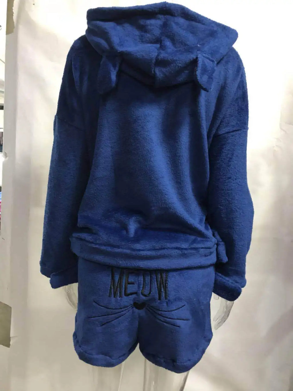 Pyjama Femme Polaire Chaud Hiver — Imprimé Chat, À Capuche, Grande Taille S-5XL