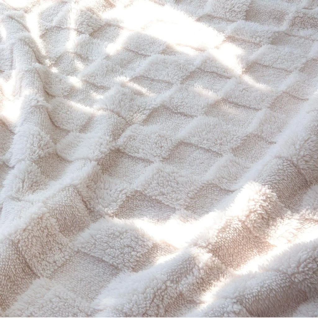 Plaid Jacquard Carreaux Gris — Couverture Douce Hiver Lit & Canapé