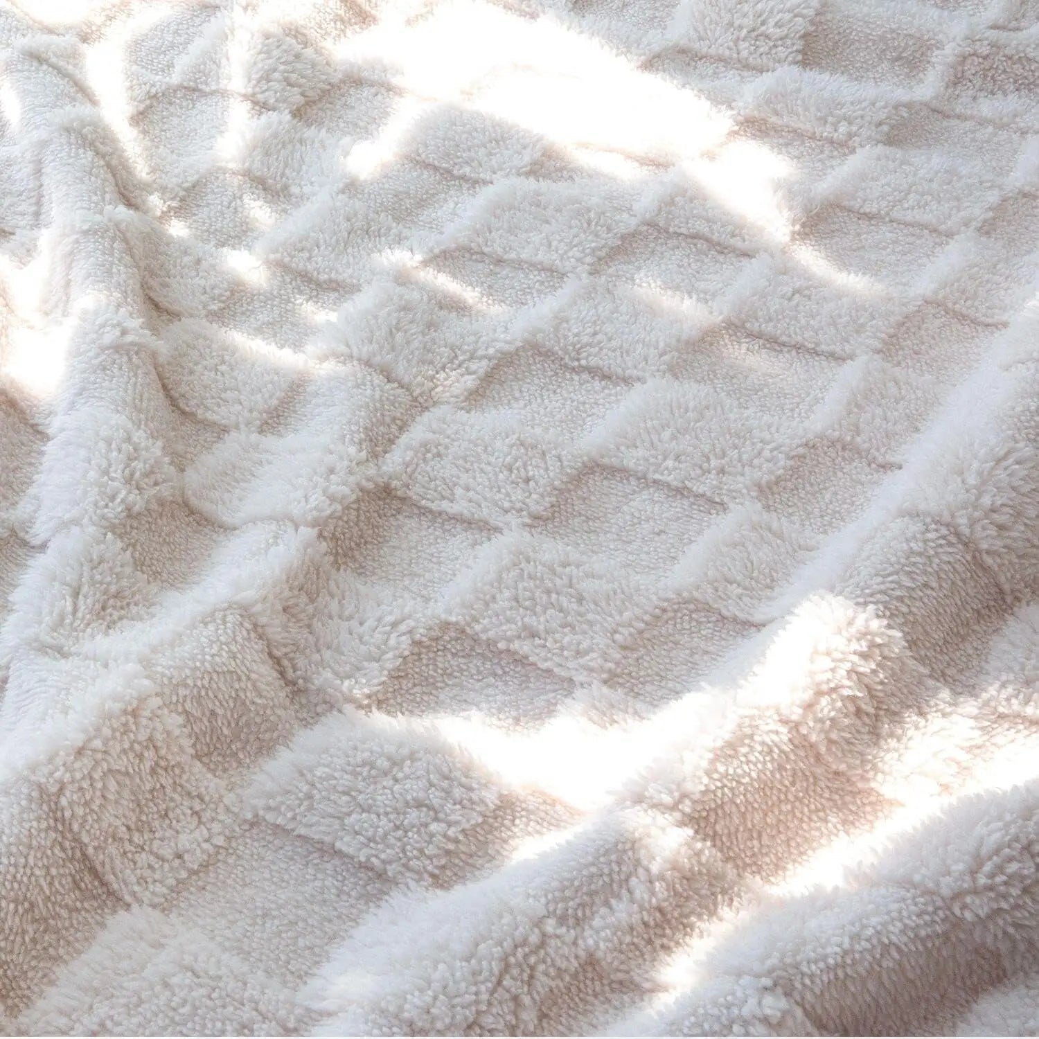 Plaid Jacquard Carreaux Gris — Couverture Douce Hiver Lit & Canapé