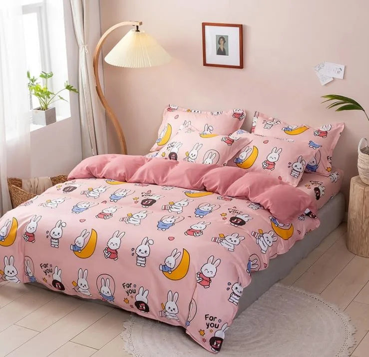 Parure de Lit 4 Pièces Imprimée Polyester Coton — Douce & Moderne
