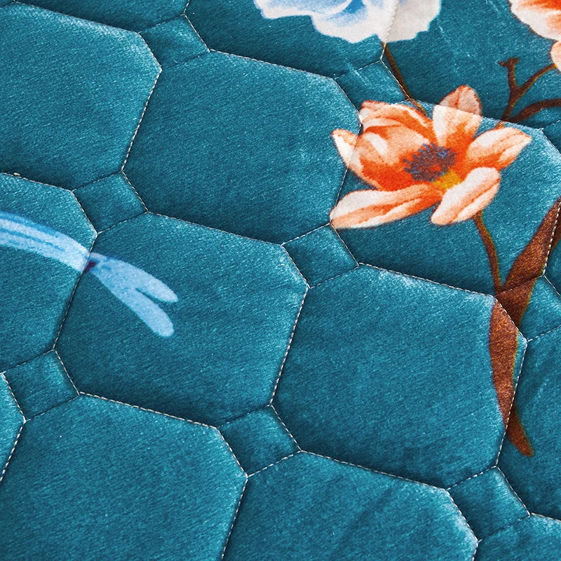 Cache-Sommier Velours Luxe Brodé — Style Américain Floral Hôtel