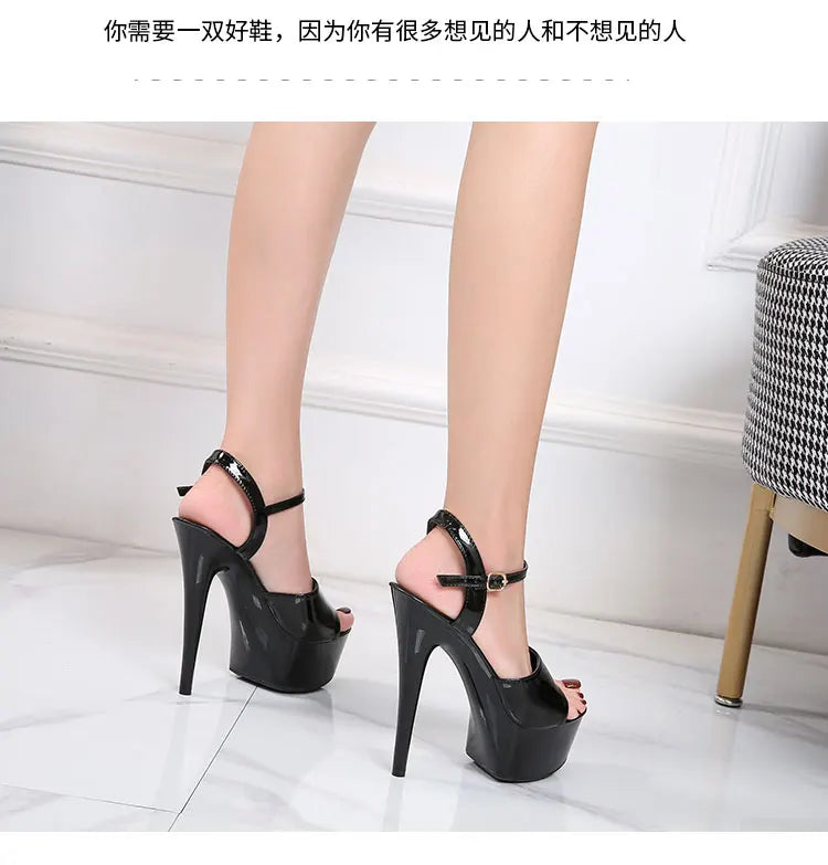 Sandales Femme Talon Fin Colorful — Plateforme, Bout Poisson, Sexy Talon Rouge