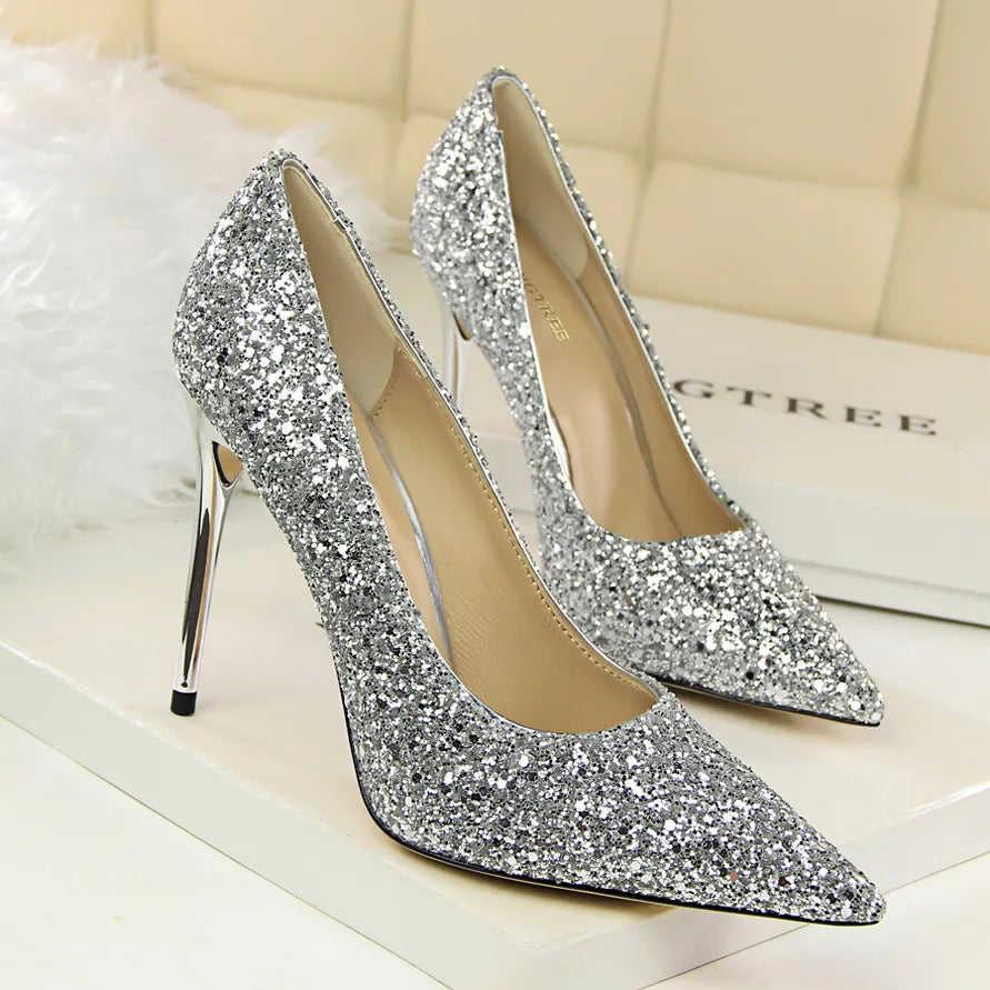 Escarpins Femme Paillettes Luxe 7-9.5cm — Grande Taille 43, Mariage & Saint-Valentin