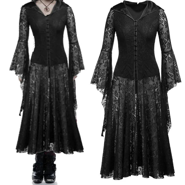 Robe Médiévale Dentelle Femme Lolita Longue — Renaissance Viking Gothique