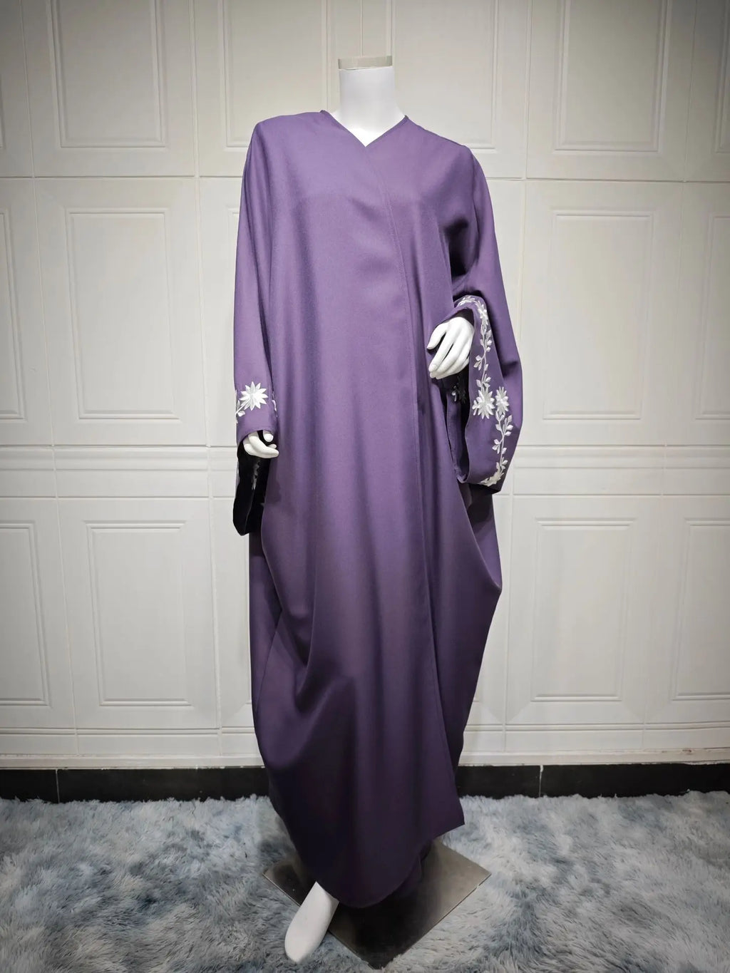 Abaya Robe Longue Femme Musulmane UNI — Broderie Luxe Dubai avec Hijab