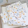 Pyjama Kimono Femme Gaze Coton — Imprimé Feuille d'Érable, Manches Longues, Automne