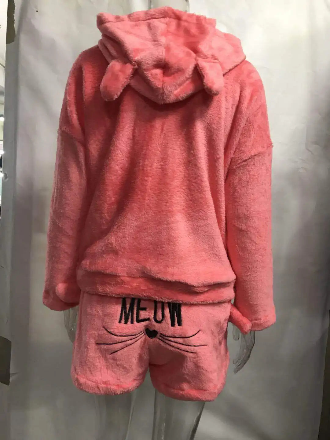 Pyjama Femme Polaire Chaud Hiver — Imprimé Chat, À Capuche, Grande Taille S-5XL
