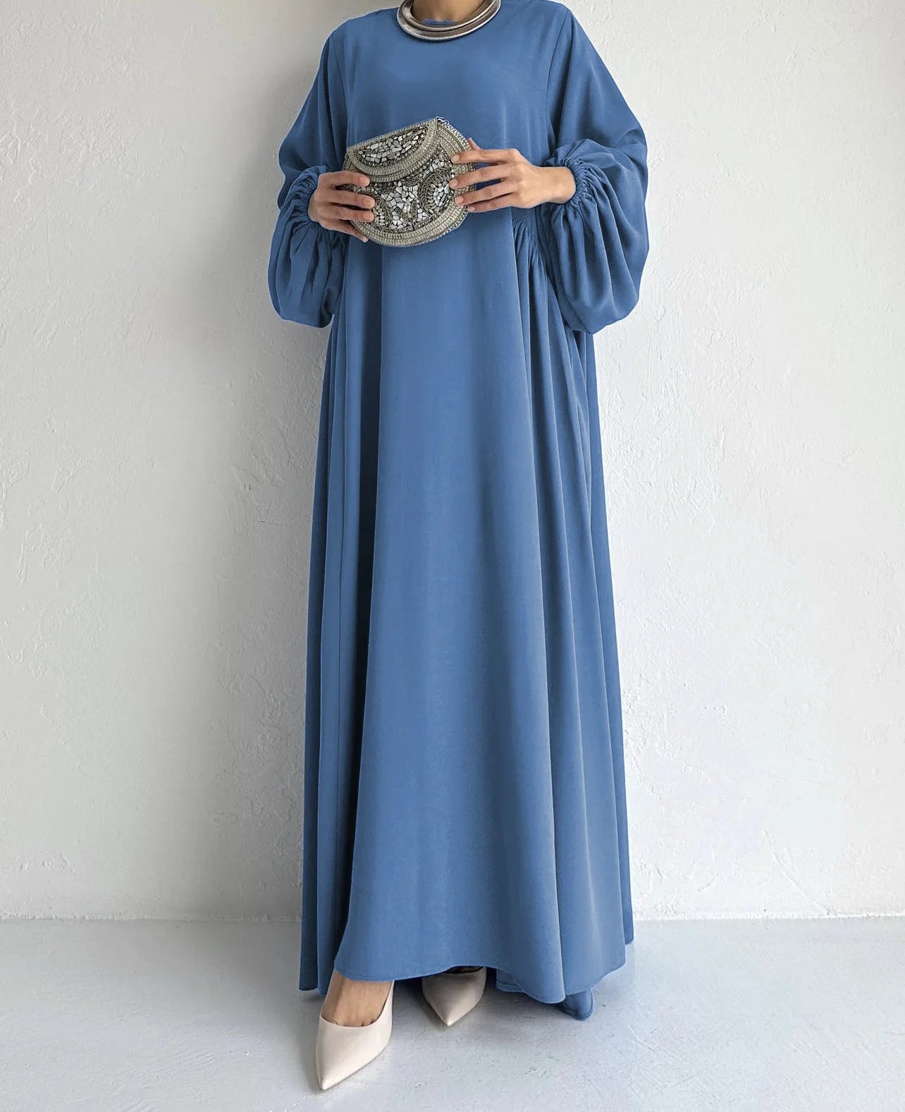 Abaya Femme Musulmane Casual Couleur Unie Polyester Simple — Vêtement Islamique