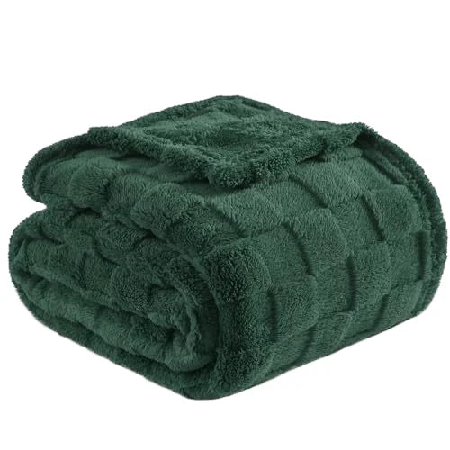 Plaid Jacquard Carreaux Gris — Couverture Douce Hiver Lit & Canapé