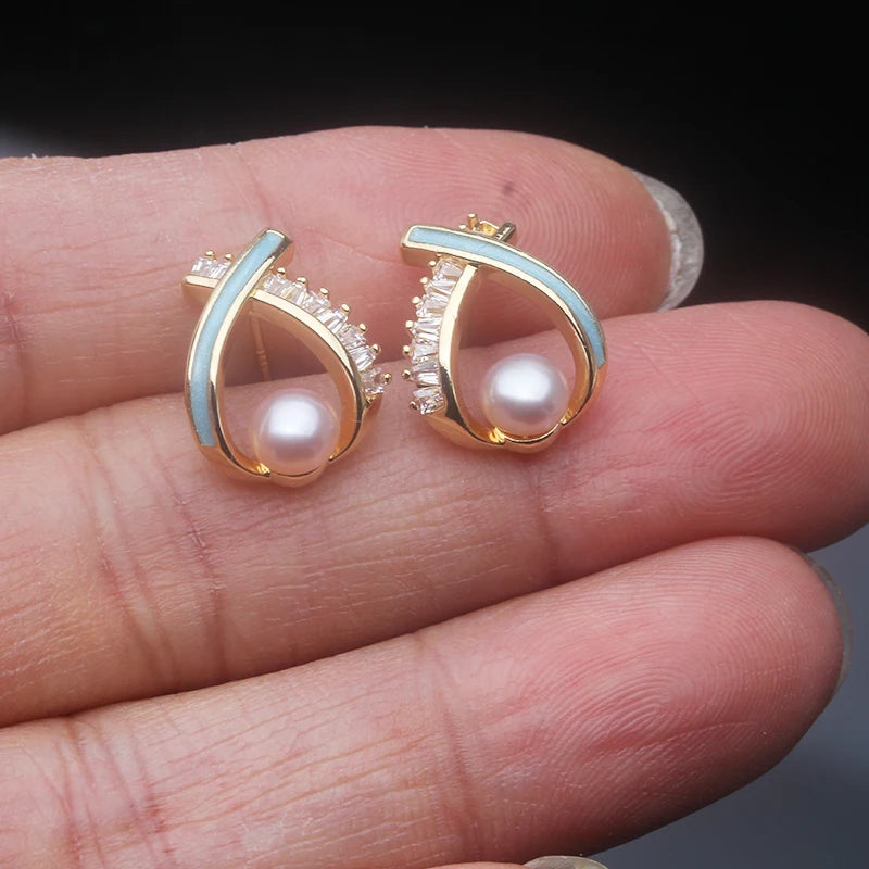 Boucles d'Oreilles Perle Naturelle Eau Douce — Argent 925, Cadeau Maman & Saint-Valentin