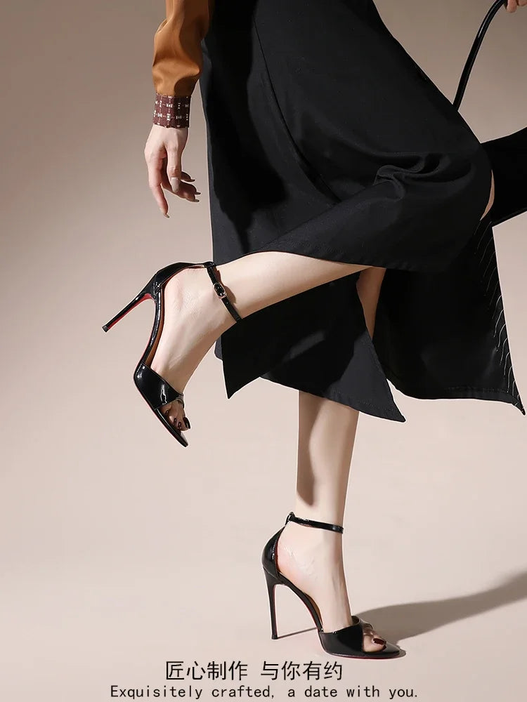 Sandales Talon Fin Femme Princesse Été Nude — Bouton, Jupe, Tailles 33-46
