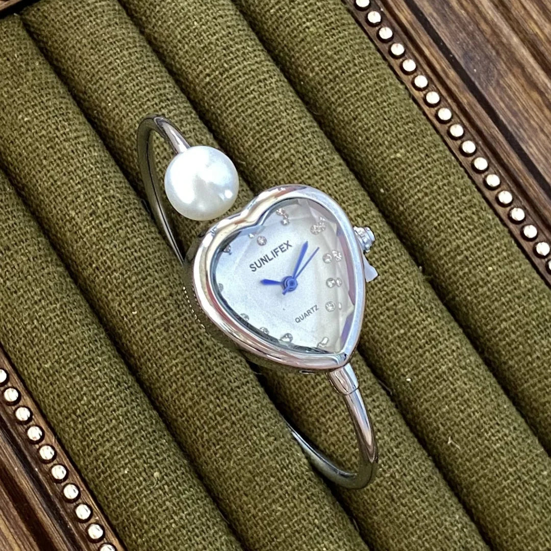 Montre Femme Perle Bracelet — Cadran Coeur, Quartz, Fashion Dropshipping