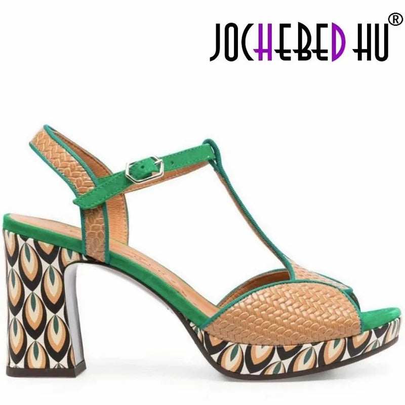 JOCHEBED HU Escarpins Cuir Véritable Plateforme — Talon Carré Luxe, Tailles 36-44