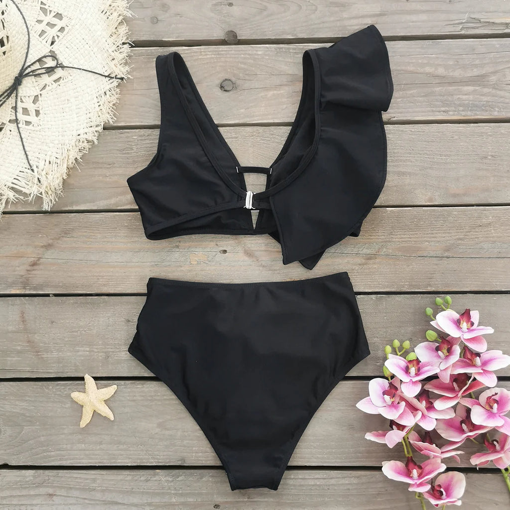 Bikini Taille Haute Bandage Floral 2026 — Volanté, Push Up, Bretelles Brésilien