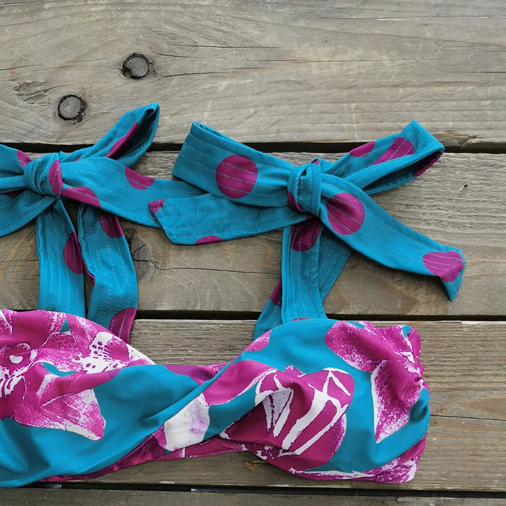 Bikini Taille Haute Bandage Floral 2026 — Volanté, Push Up, Bretelles Brésilien