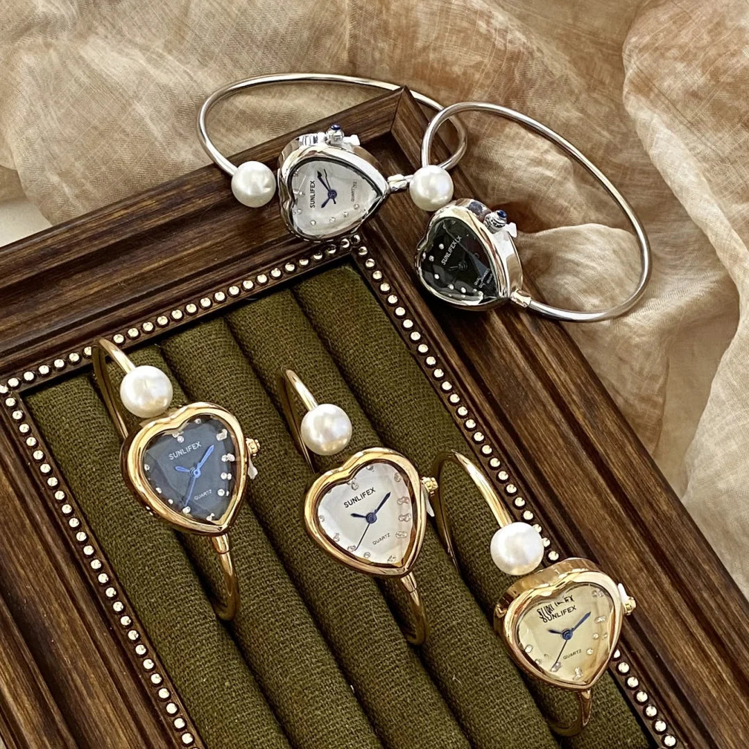 Montre Femme Perle Bracelet — Cadran Coeur, Quartz, Fashion Dropshipping