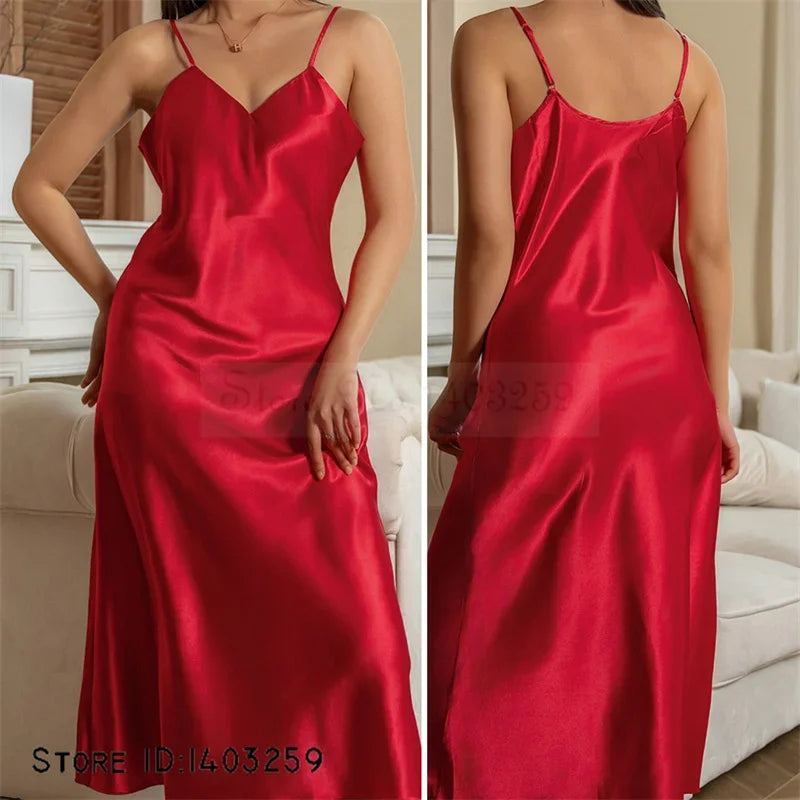 Nuisette Longue Femme Bretelles Satin — Lingerie Intime, Lounge Été