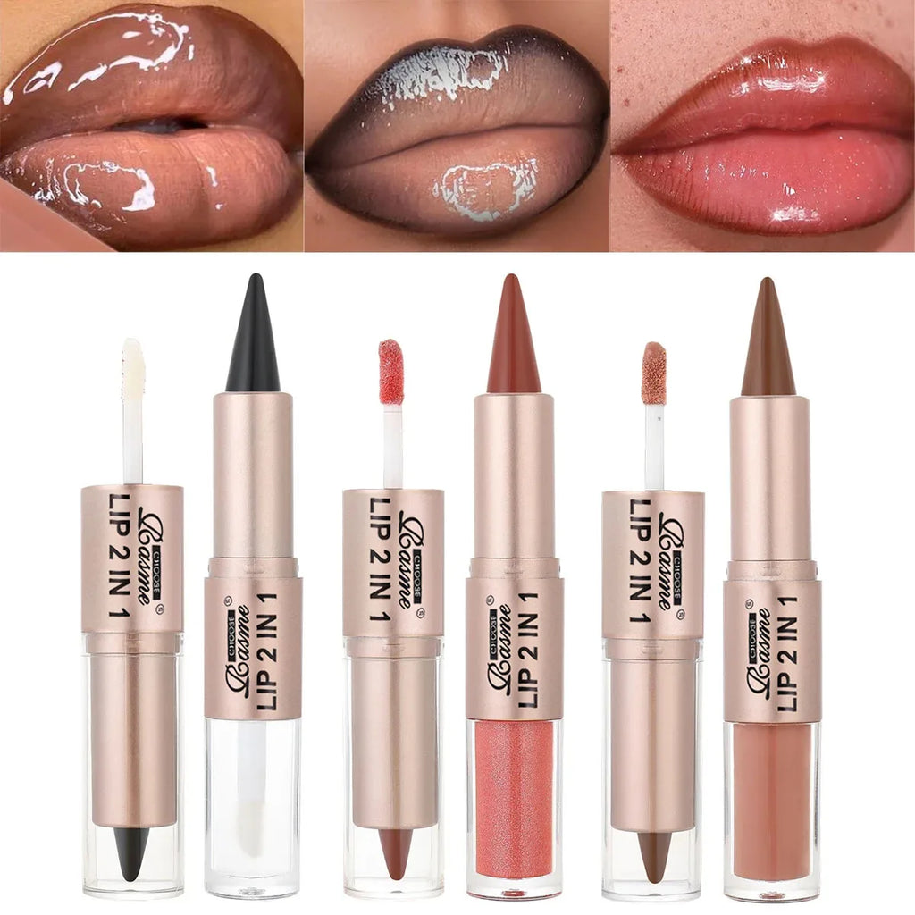 Crayon Contour Lèvres 2en1 Dégradé — Lip Liner Waterproof Mat & Gloss Miroir