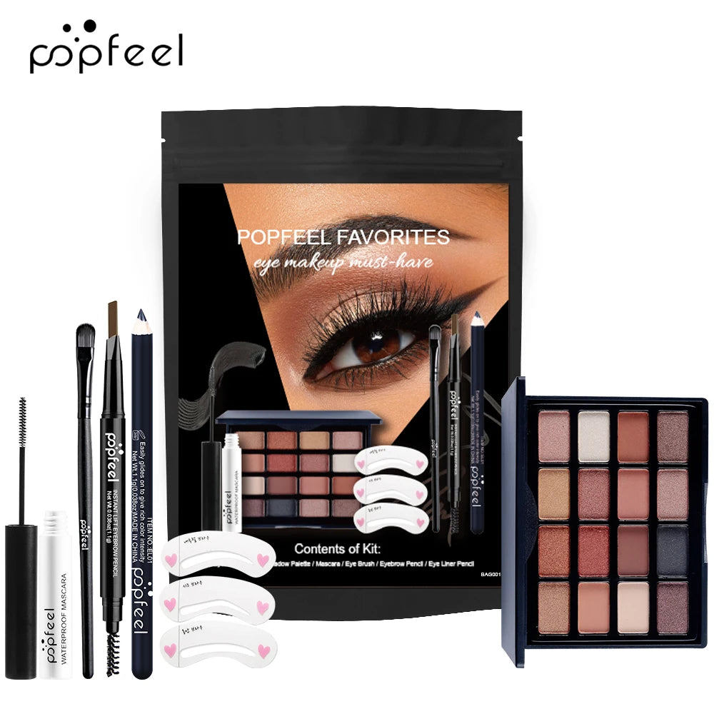 Kit Maquillage Yeux POPFEEL — Palette Fard à Paupières, Mascara, Eyeliner