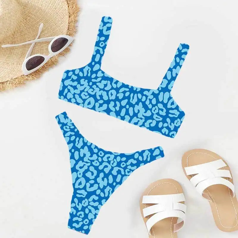 Micro Bikini Sexy 2 Pièces Léopard 2026 — Taille Haute, Bretelles, Maillot de Bain Femme