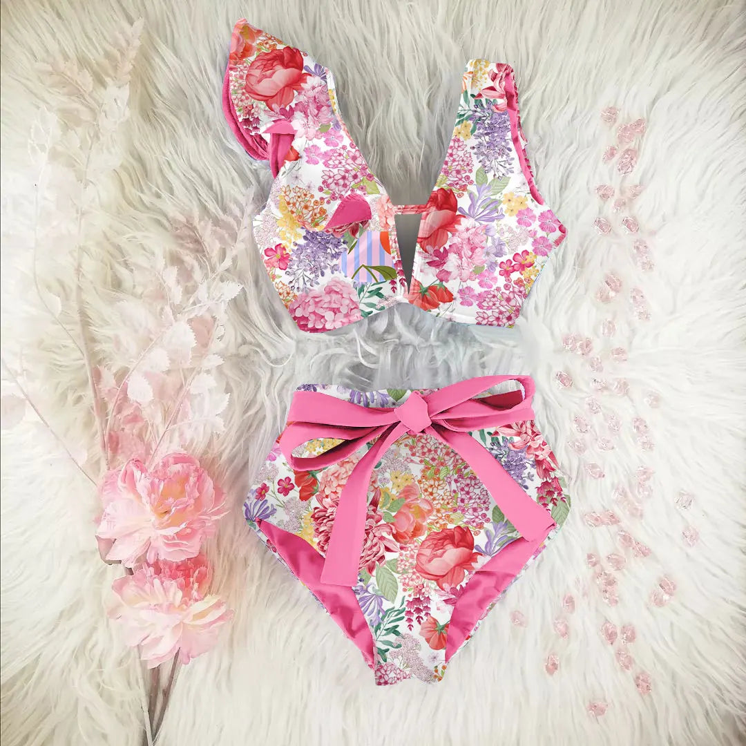 Bikini Taille Haute Bandage Floral 2026 — Volanté, Push Up, Bretelles Brésilien