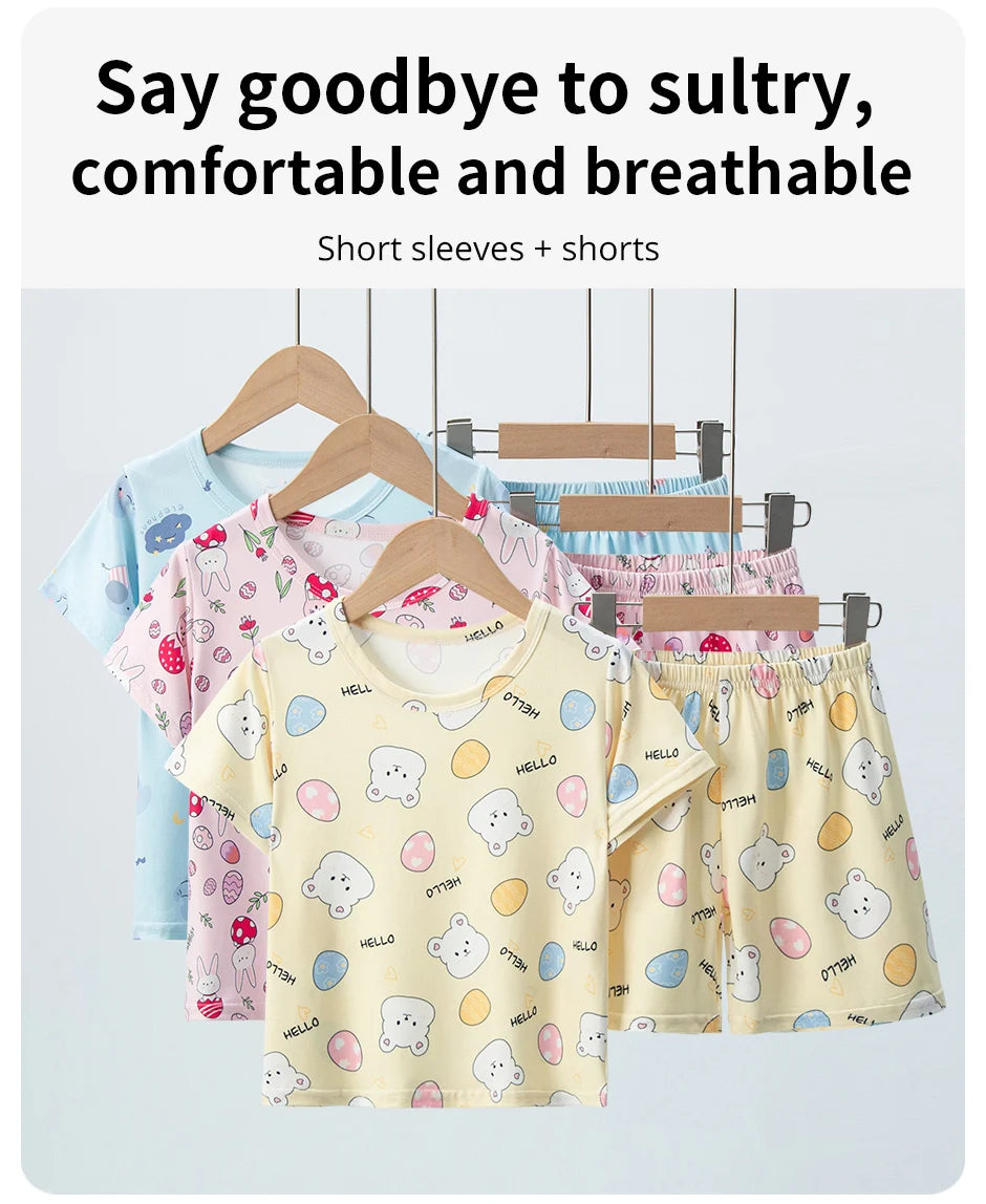 Ensemble 2 pièces enfant mixte – T-shirt manches courtes & short imprimé animaux, été 4-6 ans
