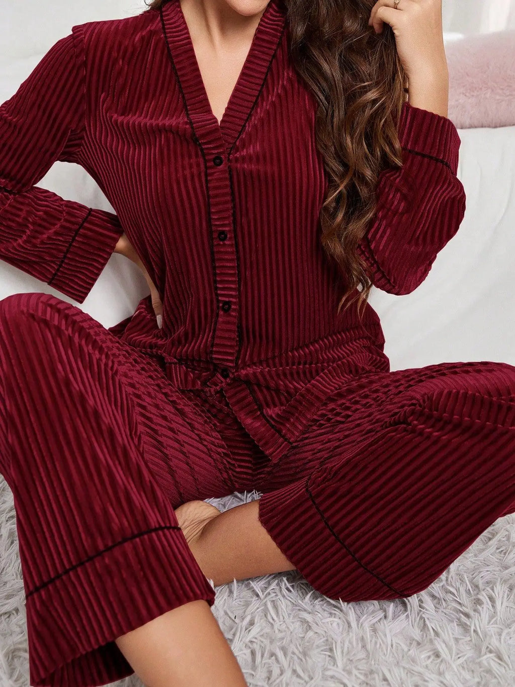 Nuisette Femme Pyjama Hiver — Tenue d'Intérieur Confortable, Ensemble Maison