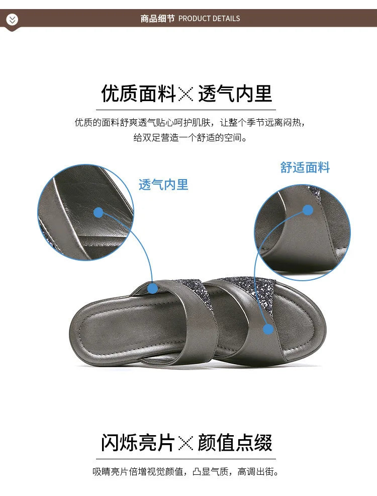 Sandales Femme Or Bout Ouvert — Plateforme Compensée, Talon Haut, Robe Été