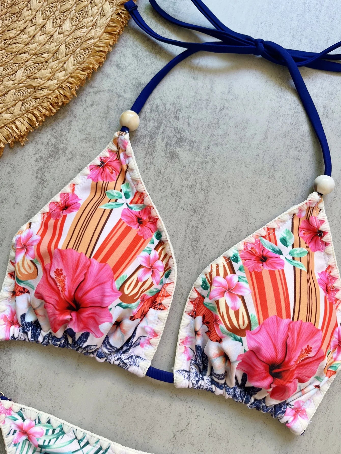 Bikini Triangle Halter Imprimé 2025 — 2 Pièces, Maillot de Bain Femme Plage Été