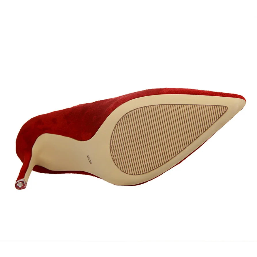 Escarpins Femme 9cm Jaune Bordeaux — Suède, Grande Taille, Mariage Prom