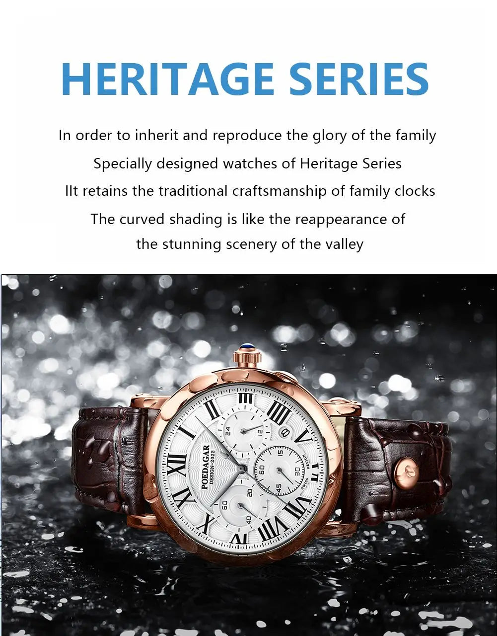 Montre Homme POEDAGAR Luxe Chronographe — Date, Cuir, Étanche, Business