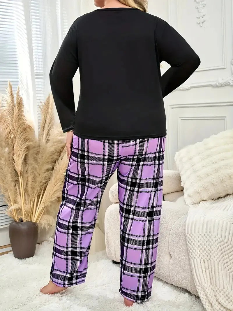 Ensemble Pyjama Femme Grande Taille — Lounge Confortable, Pantalon & Haut
