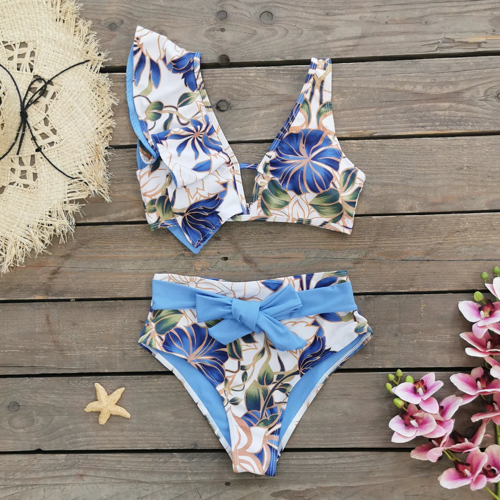 Bikini Taille Haute Bandage Floral 2026 — Volanté, Push Up, Bretelles Brésilien