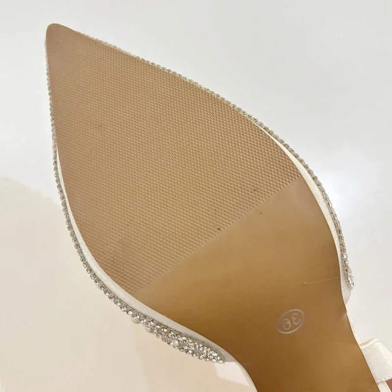 Escarpins Cristal Boucle Femme — Bout Pointu, Talon Fin, Mules Banquet Soirée