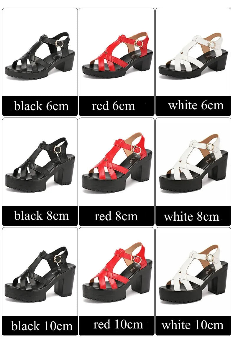 Sandales Gladiateur Femme Cuir Véritable Plateforme 2025 — Talon Bloc 6-10cm, Petite Taille 32-43