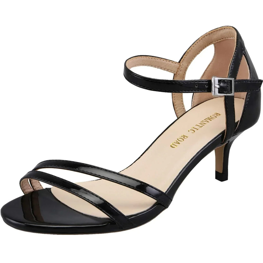 Sandales Femme Talon Bas 5cm Stiletto — Bout Ouvert, Bride Cheville, Mariage Grande Taille