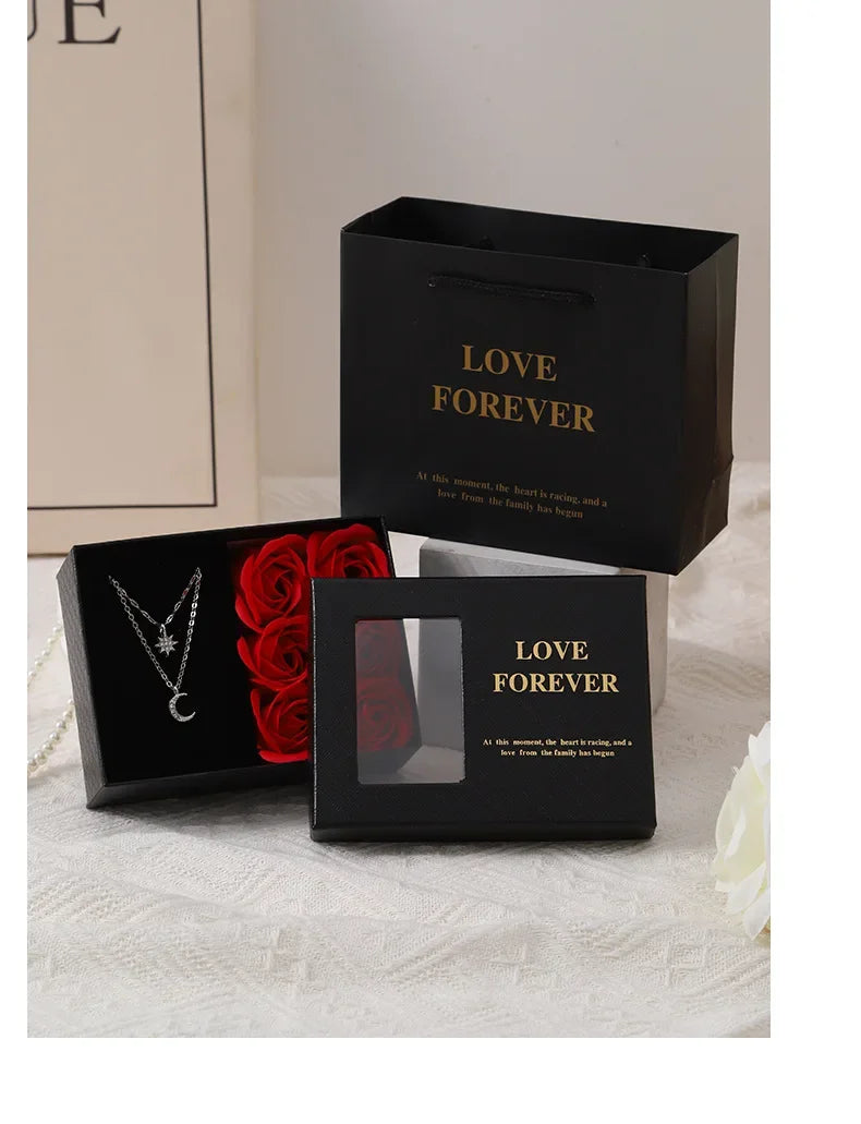 Coffret Cadeau Fête des Mères avec 6 Roses Savon & Boîte Bijoux Romantique