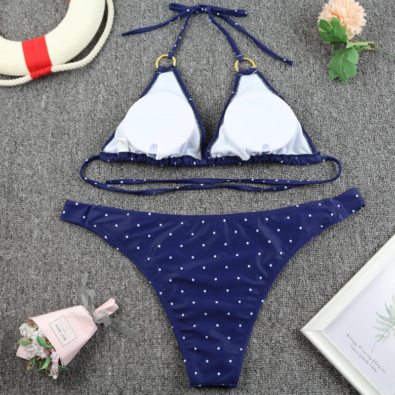 Bikini Halter 2 Pièces Vintage 2025 — Maillot de Bain Femme Brésilien Plage