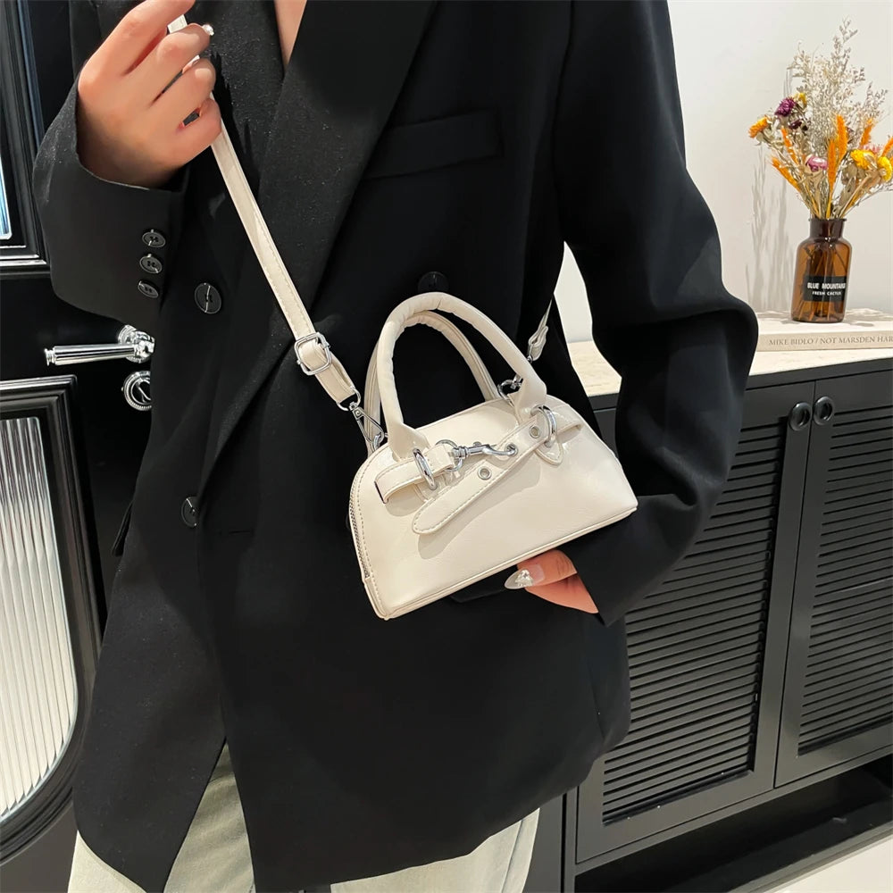Mini Sac Coquille Femme Luxe — Boucle Ceinture, Petit Sac Épaule Bandoulière Designer