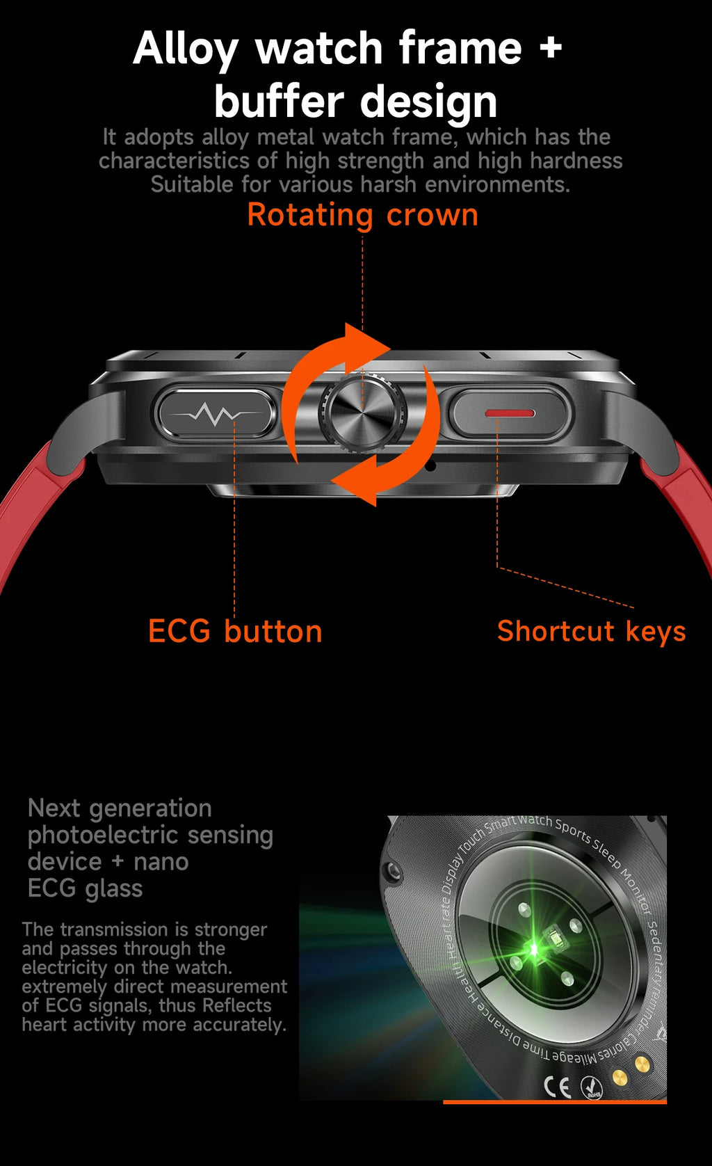 Montre Connectée Santé ECG Laser 2025 — Tension Artérielle, Acide Urique, NFC, Appels